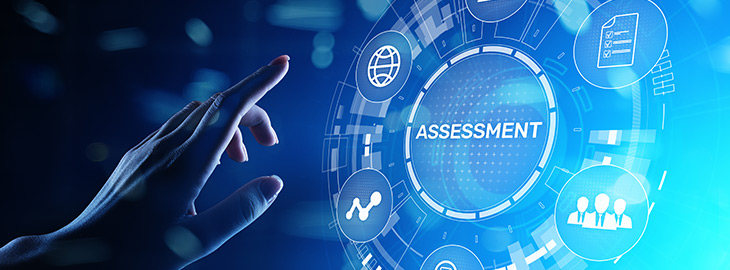 information security consultant interacting with risk assessment touchscreen