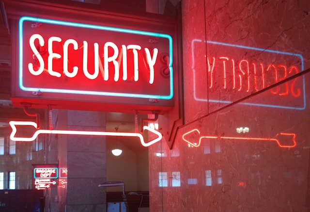 Neon security sign