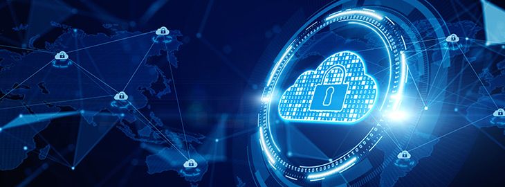 Digital Cloud Computing, Cyber Security, Digital Data Network Protection, Future Technology Digital Data Network Connection Background Concept
