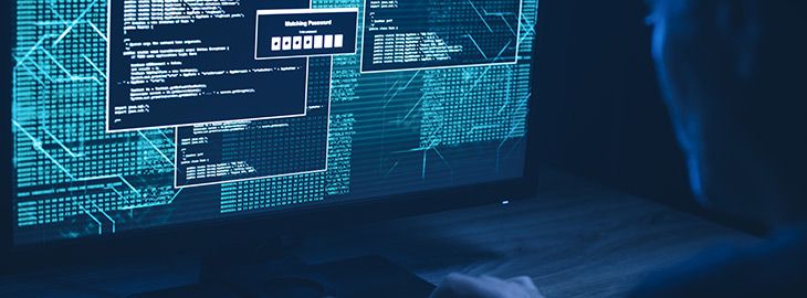 closeup view of computer monitor as a hacker performs a brute force credentials attack