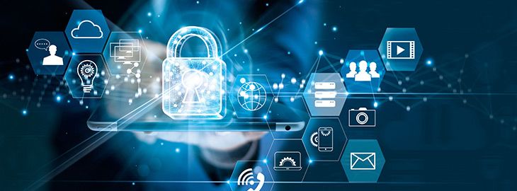 Data protection privacy concept. GDPR. EU. Cyber security network. Business man protecting data personal information on tablet.