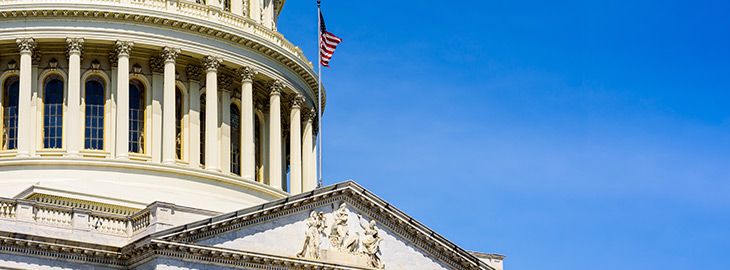 US Capitol Building with blue sky, Government building