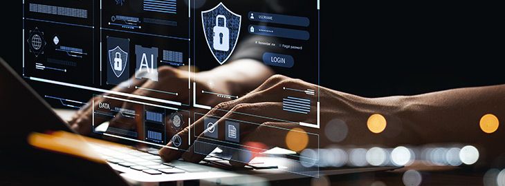 Concept of cyber security, user type login, and password, keeping user personal data safe, encryption, secure internet access, cyber security