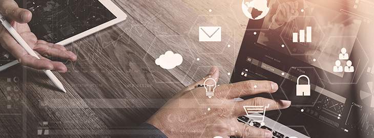 co working team meeting concept,businessman using smart phone and laptop and digital tablet computer in modern office with virtual interface icons network diagram