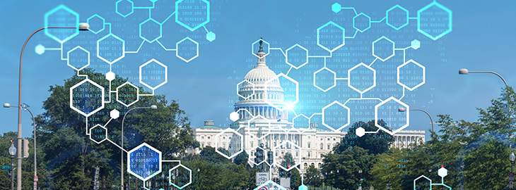 U.S. Capitol Building with digital node overlay