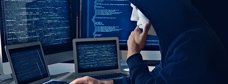 masked hacker hijacking a domain