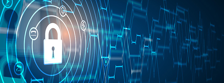 cybersecurity lock on digital nodes