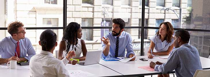 Corporate business team and manager in a meeting