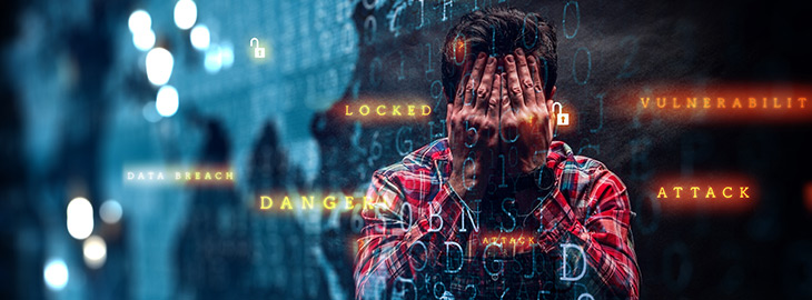 corporate professional realizing he's been hacked