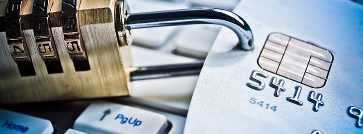 security lock on credit cards with computer keyboard