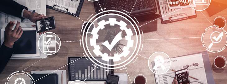 Quality Assurance and Quality Control Concept - Modern graphic interface showing certified standard