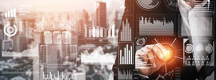 Technology for Business Finance Analytic Concept. Modern graphic interface