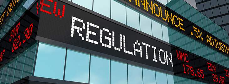 stock market ticker with the word Regulation