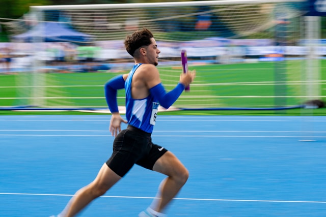 A sprinter running on a track