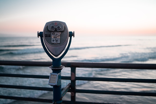 Beach magnify viewer on beach evening