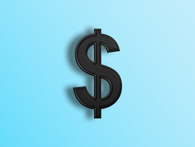 Black US dollar sign on teal background